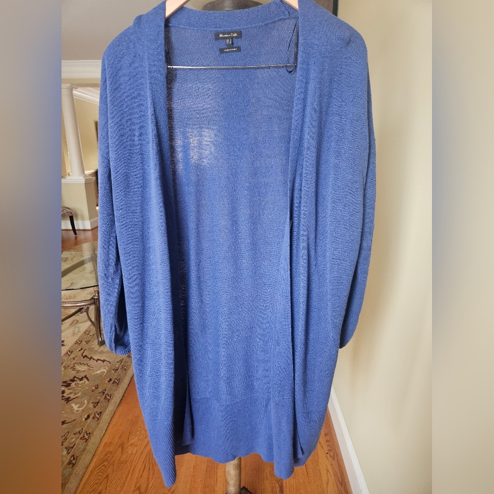 NWOT Massimo Dutti Long Knit Blue Cardigan - Picture 12 of 16